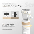 SENSYNE 72" Phone Tripod, Extendable for iPhone & Selfie Stick with Detachable Phone Holder & Wireless Remote, Compatible with All Cell Phones, Camera (White)