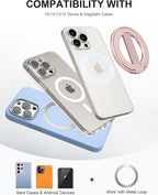EWA MagOne Ultra Phone Grip Stand with Replaceable Elastic Finger Loop, Removable Magnetic Ring Holder Kickstand Loop, Double-Sided Magnetic Accessories for iPhone 16, 15, 14, 13 Pro/Max/Plus-Roseglod