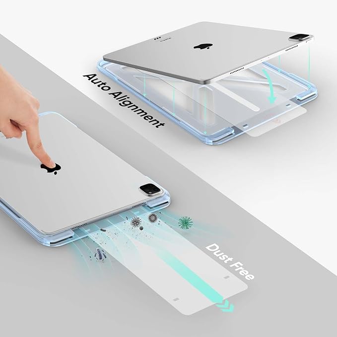 FLOLAB ONETIME NanoArmour Screen Protector for iPad Pro 11 Inch M4 2024 Tempered Glass, TruColor, Blue Light Blocker, No Blue Tint, Original Display Color, Ultra Clear, Easy Install, Durable