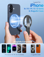 MagSafe Phone Grip for iPhone - Magnetic Phone Ring Holder Detachable for iPhone 16 - Comfortable Finger Phone Ring Grip for Apple 15/14/13/12,Black