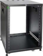 RIVECO 15U Network & Audio Rack with Feet & Wheels, Obtuse Angel Server Rack Cabinet, Rolling Studio Rack Case with Adjustable Depth Rails for 19" Stereo Recording & IT Equipment Mounting 1PCS
