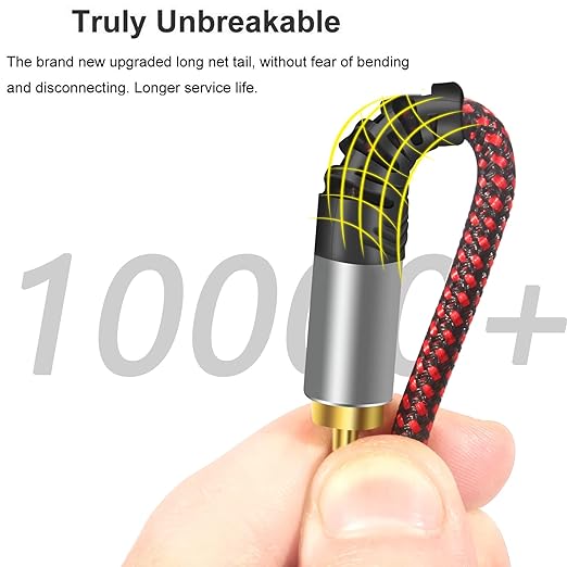 RCA Cable 10Ft,2Rca Male to 2-RCA Male Audio Stereo Subwoofer Cable [Hi-Fi Sound] Nylon-Braided Auxiliary Audio Cord for Home Theater, HDTV, Amplifiers, Hi-Fi Systems,Speakers and etc (10Ft)
