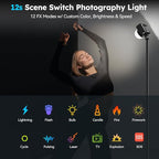 SIRUI C60X 60W Portable Photography Light, Ultra-Quiet 24.9dB & 0.53KG Compact Design, 2H Fast Charging, 13,000 Lux High Output, Bluetooth Control for Studio/Outdoor Video Lighting