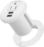 Desktop Power Grommet,Desk Grommet Outlet 2 inch Hole,Power Grommet with USB, Easy Access to 1 power Source Along with 2 USB Power Port Connections(white)