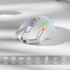 Redragon M810 Pro Wireless Gaming Mouse, 10000 DPI Wired/Wireless Mouse w/Rapid Fire Key, 8 Macro Buttons, 45-Hour Power Capacity and RGB Backlit for PC/Mac/Laptop