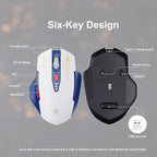Bluetooth Mouse,[Upgraded] Multi-Device Wireless Mouse Rechargeable,Visible Battery Level,Tri-Mode (BT 5.0/4.0+2.4G Hz), 4 Adjustable DPI,Coldless Mice for Laptop and PC,Bluewhite