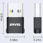 ENVEL USB to USB C Adapter, USB3 5Gbps High Speed Data Transfer, OTG Converter Thunderbolt3 to USB Female Compatible with Apple iWatch iPhone 15 Pro Max iPad Air 4 5 Mini 6 (Black, USB A Male)