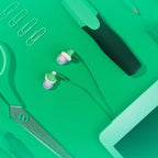 Panasonic ErgoFit Wired Earbuds, 3.5mm Jack In-Ear Headphones with Dynamic Crystal-Clear Sound and Ultra Soft Ergonomic Custom-Fit Earpieces (S/M/L), for Phones and Laptops - RP-HJE120-G (Green)