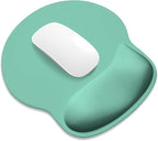 ITNRSIIET Ergonomic Mouse Pad with Wider Memory Foam Wrist Rest +17%, Curved Cushion Reduces Pressure 20%, Pain Relief, Non-Slip, Smooth, Cute Color Desk Accessory, 9.85 x 9 inch, Mint Green