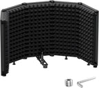 Moukey Microphone Insulation Sound Insulation Sound Shield Isolation, 5 Sides Microphone Sound-Absorbing Foam Reflector for Recording Studio, Podcasts, Vocals and Broadcasting