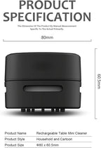 ODISTAR Desktop Vacuum Cleaner, Mini Table dust Sweeper Energy Saving,High Endurance up to 400 mins,360º Rotatable Design for Keyboard/Home/School/Office (Black Charging)