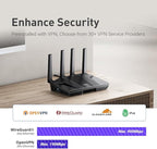 GL.iNet GL-MT6000(Flint 2) WiFi 6 Router with Wide Coverage, High-Speed Gaming Router, 2 x 2.5G Multi-Gig Ports+4 x 1G Ethernet Ports, Mass Device Connectivity, Rapid OpenVpn & WireGuard, 802.11ax