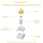 Keychron Magnetic Switches Dawn Linear - 110 PCS, 30gf, Pre-Lubed, 0.1mm Adjustable Actuation, Gateron Double-Rail Hall Effect, Compatible Replacement for HE Keyboards Only