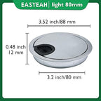 2 Pcs Desk Grommet 3-1/8" / 80 mm, Desk Cord Hole Cover, Cable Grommet Metal Zinc Alloy Materilal, Desk Hole Grommet for Home & Office Pc, Detachable Cable Cord Organizer-Bright Silver