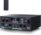 AK55 Bluetooth 5.0 Amplifier Home Audio,2.0 Channel Max 450W Power Stereo Amplifier Receiver w/USB/AUX/RCA/Opt/COA /2 MIC in for Home Theater Speakers
