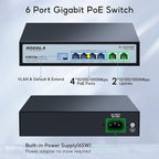SODOLA 4 Port Gigabit PoE Switch with 2 Uplinks, AI Watchdog/Extend/Port Isolation, 802.3af/at,Plug & Play Unmanaged Network Switch