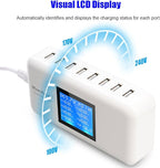 60W/12A 8-Port Desktop Charging Station Multiple USB, Multi Port Travel Fast Wall Charger Hub with LCD for Smart Phones, Tablet and More (White)