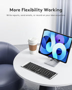 Samsers Foldable Bluetooth Keyboard - Portable Wireless Keyboard with Stand Holder, Rechargeable Full Size Ultra Slim Folding Keyboards Compatible IOS Android Windows Smartphone Tablet & Laptop-Silver