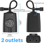 G-ELEK Outdoor Timer Outlet Waterproof, 24 Hour Outdoor Light Timer, Timers for Electrical Outlets, Ideal for Pool Pump, Christmas Lights, Heavy Duty, Grounded Outlets (Dusk to Dawn Sensor, 2 Pack)