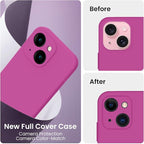 FireNova Designed for iPhone 15 Plus Case, Silicone [Camera Protection] Case with [2 Screen Protectors], Soft Anti-Scratch Microfiber Lining Inside, 6.7 inch, Shocking Pink