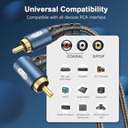EMK RCA Subwoofer Cable 90 Degree RCA to RCA Audio Cable 24K Gold-Plated Nylon Braided Double Shielded Digital Analogue Supports Amplifiers,Home Theater,Hi-Fi Systems,Subwoofer(30ft/10m)