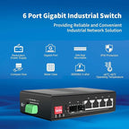 4-Port Hardened Industrial Gigabit 2+ Managed DIN-Rail Switch, 4x10/100/1000 Base-TX +2x1000Base-FX SFP 6X, Network Ethernet Gigabit Not with PoE+ Switch