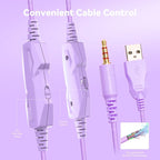 Gaming Headset with Microphone for Pc, Xbox One Series X/s, Ps4, Ps5, Switch, Stereo Wired Noise Cancelling Over-Ear Headphones with Mic, RGB, for Computer, Laptop, Mac, Nintendo (White Purple)