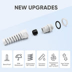 Strain Relief Cord Connector,LISTENJIALE 5Pcs NPT 3/4" Waterproof Cable Gland Flex Spiral Strain Relief Adjustable 12.5-18mm Cable Connector Nylon Joint with Gaskets(Grey)