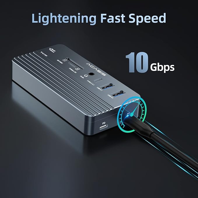 USB C Laptop Docking Station HDMI 4K60Hz with Nvme Enclosure, ACASIS 10-in-1 USB C Hub Multiport Adapter with HDMI, PD, Ethernet, SD/TF, 10G USB C/A Ports, Audio, Works for Mac/Dell/HP/Surface