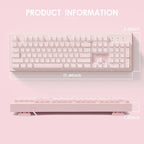 Basaltech Pink Keyboard with 7-Color LED Backlit, 104 Keys Quiet Silent Light Up Keyboards, 19-Key Anti-Ghosting Cheap Gaming Keyboard Mechanical Feeling Waterproof Wired USB for Computer, Mac, Laptop
