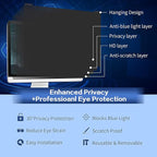 Computer Privacy Screen Filter 21.5 Inch, 9H Hardness Hanging Computer Screen Privacy Shield Compatible with 16:9 Widescreen Monitor, Eye Protection and Blue Light Blocks………