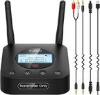 1Mii B06TX+ Long Range Bluetooth 5.2 Transmitter for TV/PC/Projector to 2 Wireless Headphones/Speakers, Bluetooth Adapter for TV w/Screen Display Plug n Play, aptX Low Latency & HD Audio