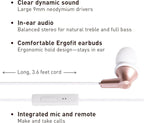 Panasonic ErgoFit Wired Earbuds With Microphone, 3.5mm Jack Headphones with Mic and Call Controller, Ergonomic Custom-Fit Earpieces (S/M/L), for Phones and Laptops - RP-TCM125-N (Rose Gold)