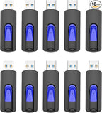 JUANWE 64GB Flash Drive 10 Pack USB Flash Drive Glide Pen Drive Large Capacity Thumb Drive High Speed USB Memory Stick with Easy Carry Lanyard-Hole Portable Jump Drive for PC Car Smart TV