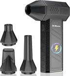 Compressed Air Duster, 180000RPM Electric Air Duster, Rechargeable Cordless Air Blower with 3-Gear Turbo Fan, Canned Air Alternative for Keyboard, PC, Computer, Car, Home & Outdoor Use (Pure Black)