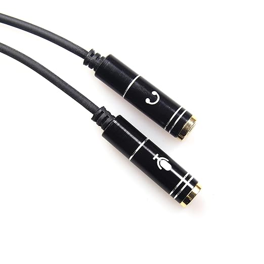 REXUS Black 3.5mm Y Splitter Stereo Audio Cable 4-Pole Male to 2 Female for Headphone, Headset Splitter Adapter Extension Aux Cable, Compatible MobilePhone and New Version Laptop(M22F35H)