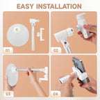 Adjustable Phone Stand for Desk with Clip Mount Live Streaming: 360° Rotatable Overhead Shot Holder with Sturdy Metal Base, Compatible with TikTok, YouTube, Zoom Video Recording (White)
