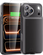 Battery Case for iPhone 17 Pro Max, Charging Case Charger 8500mAh Ultra-Slim Lightweight Powerful Battery Pack 15W Fast Rechargeable Anti-Fall TPU Juice Box for iPhone 17 Pro Max (6.9") Black