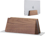 muso wood Vertical Laptop Stand, Walnut Laptop Holder Desktop Stand with Adjustable Dock Size, Wooden Laptop Stand for MacBook Pro and Other Laptops