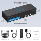 4K144Hz HDMI + 2 Displayport KVM Switch 3 Monitors 3 Computers 8K USB 3.0 KVM Switches Triple Monitor for 3 Computer Share 3 Screens and 4 USB 3.0 Ports Support Extended/Copy Mode