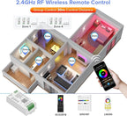 BTF-LIGHTING C03RF Tuya Controller Support PWM 5050SMD FCOB COB RGB (+ R G B) 4pin LED Strip String Support with WR01RF RC03RFB RF Remote DC5V/DC12V/DC24V Max 12A Indoor Use Only(NO Remote NO Power)