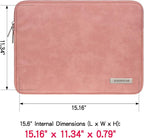 RAINYEAR 15.6 Inch Laptop Sleeve Protective Case PU Suede Leather Zipper Padded Cover Water Resistant Carrying Bag Compatible with 15.6" Notebook Computer Chromebook(Coral)