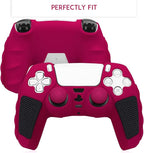 SIKEMAY Anti-Slip PS5 Controller Skin, Soft Thicken Non-Slip Studded Silicone Gel Grip Protective Cover Case for PlayStation 5 Controller Grip, 2 Pack with 8 x Thumb Grip Caps