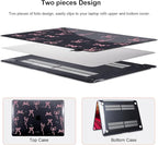 for 2020 2021 2022 MacBook Pro 13 inch Case M2 M1 A2338 A2289 A2251 with Touch Bar & Touch ID, Printed Pattern Plastic Hard Shell Case Keyboard Cover Screen Protector, Pink Bowknot Black