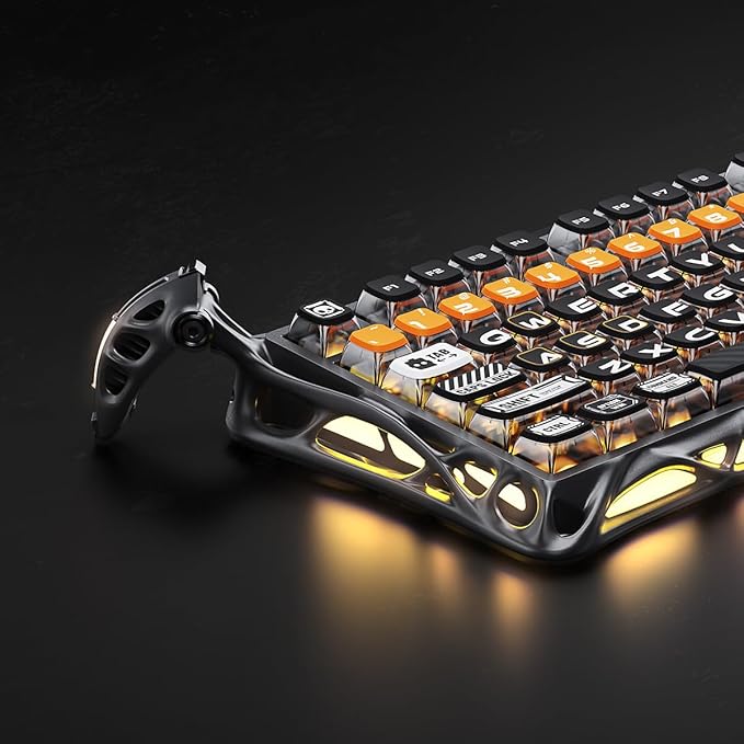 GravaStar Mercury K1 Pro Wireless Mechanical Gaming Keyboard, 75% Layout RGB Custom Keyboard, Aluminum Alloy Matte Black Frame with Phoenix-Inspired Keycaps, Hot-Swappable Linear Switches – CyberFlare