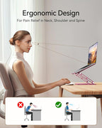 Foldable Aluminum Laptop Stand for 10-17.3" Laptops, Height Adjustable Portable Ergonomic Computer Holder, Space Saving Desk with Heat Dissipation. Compatible with MacBook/Dell/HP etc, Rose
