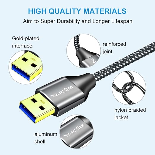 USB 3.0 A to A Male Cable 10 ft,Super Speed Type A Male to Male Cable USB 3.0 Double End USB Cord for Hard Disk, Cameras,Laptop Cooler, DVD Player and More (10FT/3M)