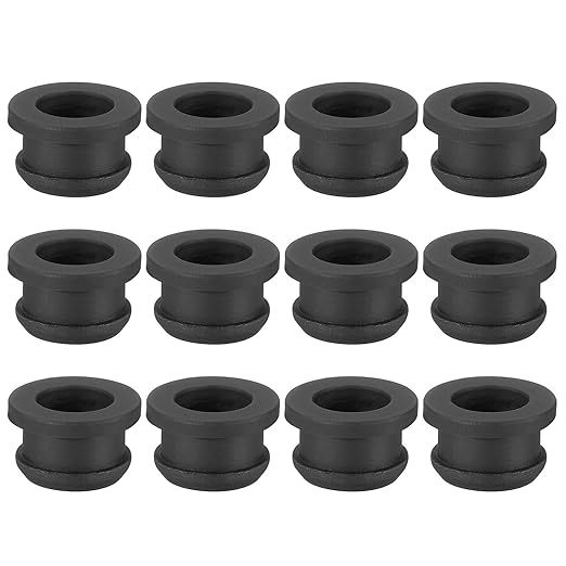 PATIKIL 12.5mm / 1/2 Inch Drill Hole,3/8 Inch ID Rubber Grommets, 12Pcs Top Hat Grommet for Wiring Eyelet Ring Gasket Automotive Firewall Cable Hole Plugs Wires Protection, Black