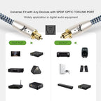 Digital Fiber Optic Audio Cable for Sound Bar Toslink Cord Male to Male 24K Gold Plated Connector Optical Audio Cable 6ft 10ft S/PDIF Glass Core, 6.56feet/2M IMP-2201