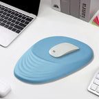 Ergonomic Mouse Pad Wrist Support, Mouse Pad with Wrist Rest, Entire Memory Foam & Non-Slip PU Base MousePads with Stepped-Wedge Design for Pain Relief, Desk, Office, Home, Sky Blue